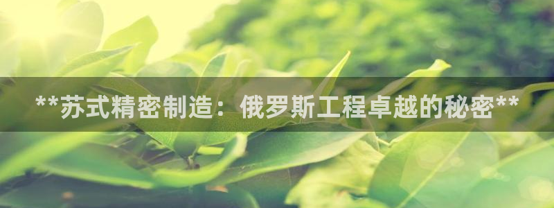 彩神8官网下：**苏式精密制造：俄罗斯工程卓越的秘密**
