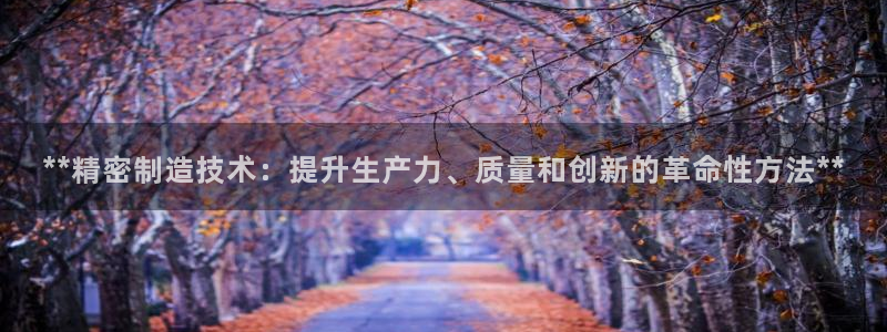 彩神可以提现吗：**精密制造技术：提升生产力、质量和创新的革命性方法**