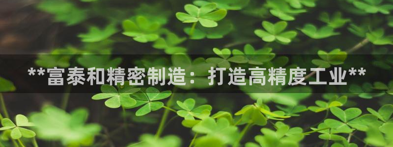 彩神v8平台正规吗可靠吗：**富泰和精密制造：打造高精度工业**